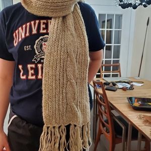 Oatmeal Heather Thick Chunky Cable Knit Scarf